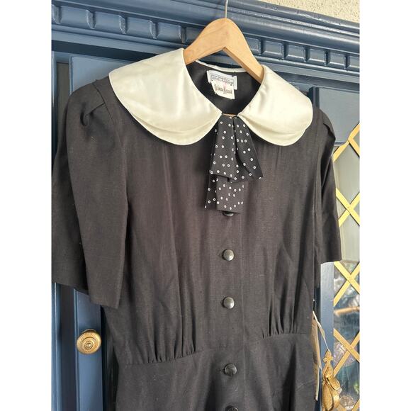 Vintage NWT Daniel Barrett for Neiman Marcus Black Peter Pan Collar Dress Sz 14 - Picture 5 of 12